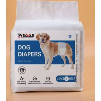 SAAS DOG DIAPER,S S 12PCS MALE