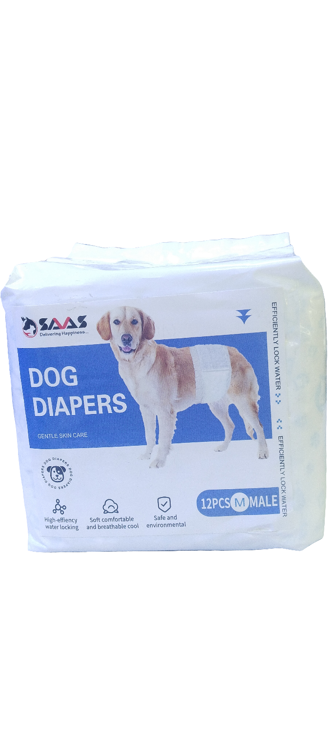 SAAS DOG DIAPER,S MEDIUM 12PCS MALE
