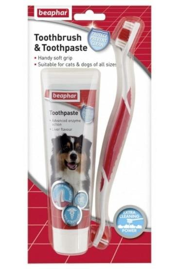 BEAPHAR TOOTHBRUSH & TOOTHPASTE FOR DOG,S